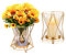 Vase Gold Home Decor EylKoi: 2pcs Vase Geometrisch Goldene Vase für Pampasgras Große Vase Blumenvase Hohe Metallic Pillar Candle Holders Fireplace Mantel Decorations Hochzeit Mittelstücke für Zuhause