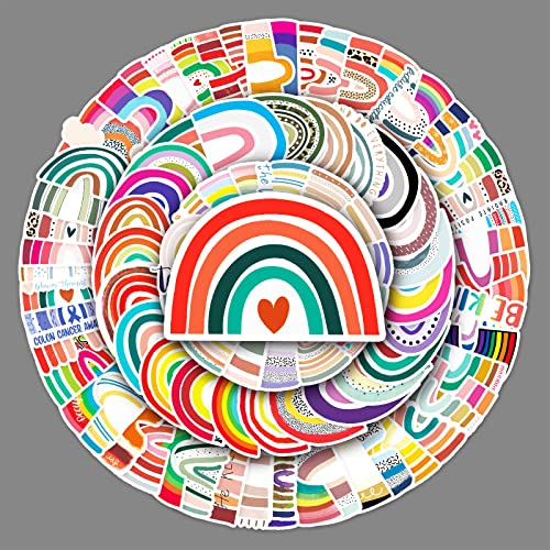 100 Stück Regenbogen Aufkleber Vinyl Niedliche Kleine Frische Sticker für Auto,Fahrräder,Skateboard,Laptop,Hydroflask,Wasserdicht Regenbogenbrücke Graffiti Aufkleber für Jugendliche Kinder Erwachsene