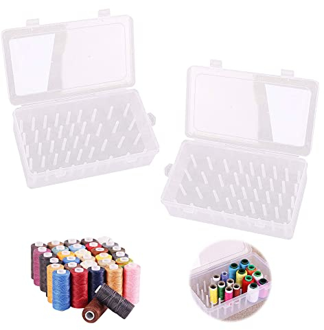 Nähgarn Box, 2 Stück Nähgarn Organizer, Garnrollen Aufbewahrung, Leer Stickgarn Organizer Box für Kleine Garnspulen (42 Spulen)