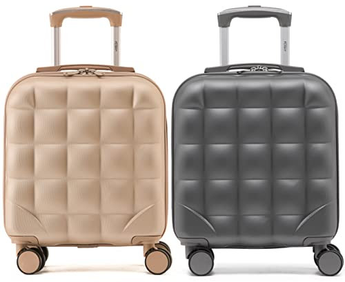 Flight Knight 2er-Set Luftpolsterkoffer - Leichtes und sehr Robustes Handgepack - Ryanair easyJet Jet2 Approved - 8 Wheel Carry Cabin Hardcase 45x36x20cm