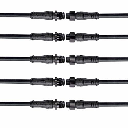 WOODGUILIN 4 Polig Wasserdicht Anschlüsse Stecker, LED Steckverbinder Male Female Plug mit Mutter,18AWG 20CM IP68 Verlängerungskabel für Auto,LKW,Boot,Outdoor LED Lichtleisten.(5 Pairs,4 Pin 18AWG)