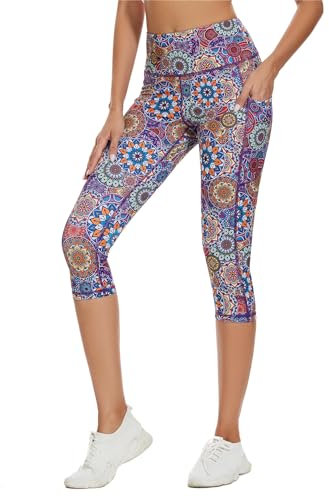 RAYPOSE Capri Leggings für Damen mit Taschen Leggings mit hoher Taille für Sport, Yoga, Fitnessstudio