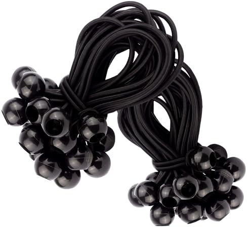 50 Spanngummis mit Kugel in Schwarz | Expander Befestigung für Planen, Banner, Anhänger, Zelt, Trampolin usw. | Gummi-Spanner Universal