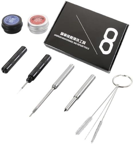 SAGUD Professionelles Airbrush Reinigungs und Wartungswerkzeug und Airbrush Spray Reparaturset, geeignet für verschiedene Airbrushes