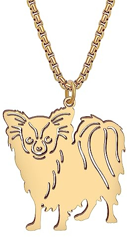 DALANE Edelstahl Niedlich Golden Retrieve Hund Halskette 18K Vergoldet Anhänger Welpen Haustiere Schmuck Dobermann Geschenke für Frauen Mädchen Hundeliebhaber (Vergoldeter Papillon)