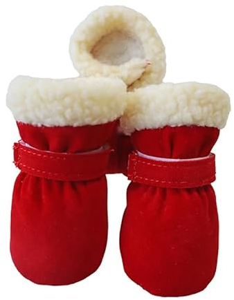 KARSKI 4 Teile/Satz Winter Haustier Hund Schuhe Anti-Slip Regen Schnee Stiefel Schuhe Dicke Warme for Kleine Katzen Welpen Chihuahua Hunde Socken Booties (Color : Rot, Size : L)