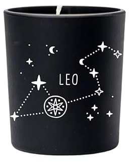 Original Soy Wax Zodiac Duftkerze Tierkreiszeichen: Löwe - aus 100% veganem Sojawachs - Aromatherapie Schwarze Kerzen - Sternzeichen Duftkerzen im Glas - Duft: Mango