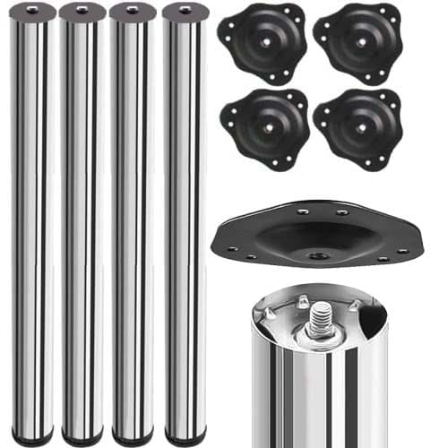 STOLMET 4X Tischbeine Höhenverstellbar Metall Schreibtischbeine 710 mm Chrom