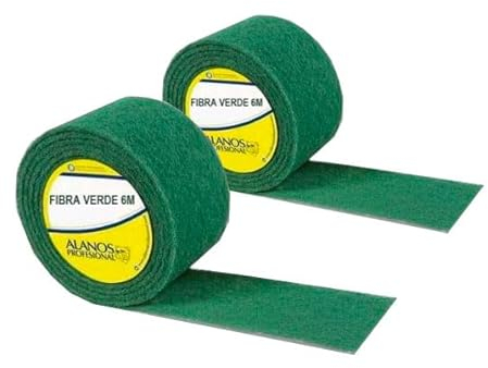 2 Rollos de Estropajo de Fibra Verde Calidad Extra de 6 Metros. Elimina la Suciedad Incrustada en Todo Tipo de Superficies. Uso Profesional y Doméstico para Limpiezas Difíciles
