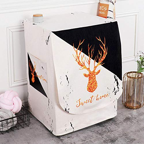 AuLYn Washing Machine Cover, Sunscreen Dustproof Cover Dustproof UV Resistant Anti-aging-Washing machine cover-Khaki geometric leaves_Width 60 thickness 65 height 85cm
