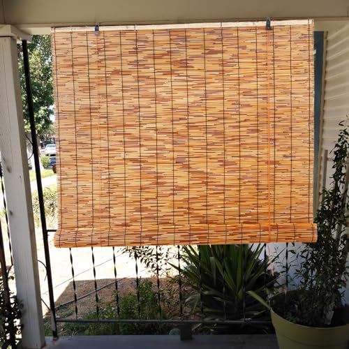 Rollo Bambus 110cm Breit Wetterfest Bambusrollo Jalousien für Balkon Fenster 80 100 120 160cm BreitNatur Wasserdicht Bambus Rollo Holz Rollo Jalousien Raffrollo ( Color : 110cm Breit , Size : 200cm Ho