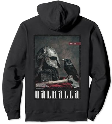 Valhalla Odin Thor Runen Viking Helm Backprint Wikinger Pullover Hoodie