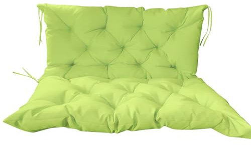 LUXUCURE Outdoor Swing Cushions with Backrest,Replacement Cushions for Patio Porch Garden Swing Chair,Waterproof Cushions For Outdoor Furniture Bench,2 or 3 Person Seat Cushions,Grass green,59x39.4in