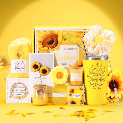 FHzytg Geschenkset für Frauen, Sonnenblumengeschenk für Frauen, Geschenkset Frauen, Geburtstagsgeschenk für Frauen, Valentinstag Geschenke Frau, Geschenke für Beste Freundin Mama Schwestern