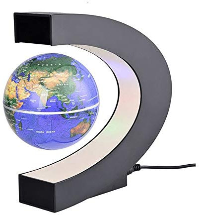 Crevyteg Globe Terrestre Lumineux, Flottant Globe à lévitation magnétique C Forme avec lumière LED, 360° flottants en lévitation magnétique pour Education/Décoration de Bureau - européenne