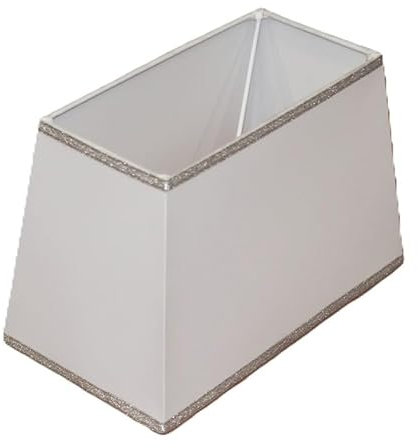Lampenschirm 250x140x210x105x165mm I Trapez I Baumwoll-Nachbildung I Fassung E27 groß I Weiß, Rand silber