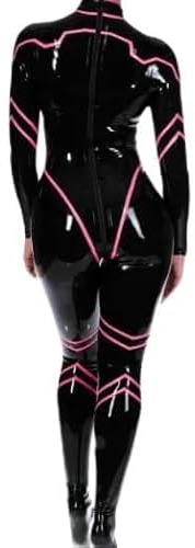 GAYLOP 100% Latex Gummi Schwarz Catsuit Racing Suit Kostüm Anzug Zipper 0.4mm XS-XXL