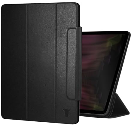 TORRO Magnetische Smart Hülle kompatibel mit iPad Pro 13 (2024) – Echt lederhülle iPad Pro 13 M4 abnehmbare magnetische Hülle mit Ständer und Wake-Sleep-Funktion (Schwarz)