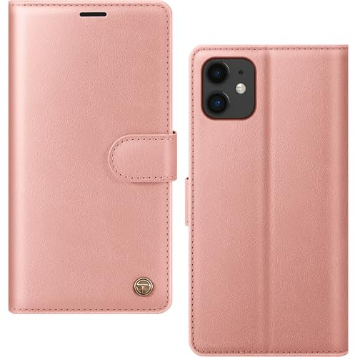 AIMOYU for iPhone 11 Case, Flip Wallet Leather Phone Case with [4 Card Slots] [Kickstand] [RFID Blocking] Magnetic Protective Shockproof Cover for iPhone 11 Phone Case - Pink