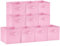 Lifewit 10 Stück Aufbewahrungsbox Stoff, Faltbare aufbewahrungsbox, 26 x 26 x 28 cm Aufbewahrung Ordnungsboxen aus Vliesstoff mit Griff für Kisten Kallax Boxen Regal, Rosa
