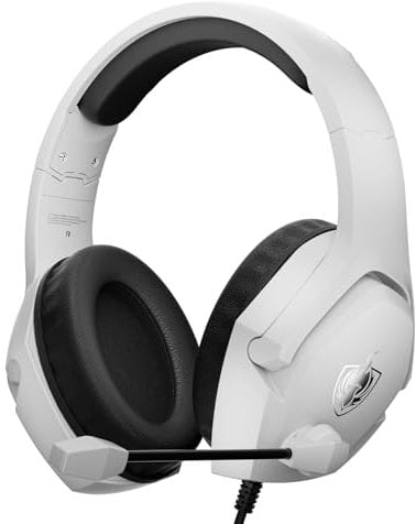 PHOINIKAS Gaming Headset for PS4/PS5/XBox One/Switch/PC/Laptop, Adjustable Noise Canceling Microphone with Mute Function, 40mm Driver, 2M Cable Length, LED Light