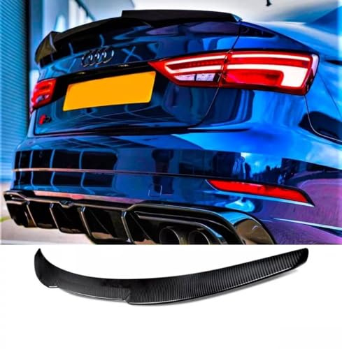For Auto Perfectionists UK Rear Boot Spoiler Lip Wing Compatible With Audi A3 S3 RS3 8V Saloon 2013-2020 M4 Style ABS Carbon Fibre