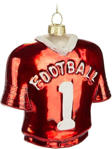 BRUBAKER American Football Trikot - Handbemalte Weihnachtskugel aus Glas - 10,5 cm Baumkugel - US Sport All Star Jersey Dekoration für Football-Fans - Mundgeblasener Christbaumschmuck Anhänger