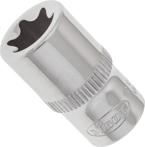 ViGOR V2723N Steckschlüsseleinsatz Torx, Schlüsselweite E11, 1/4 Zoll (6,3 mm) Vierkantantrieb, E Profil, 25 mm Länge, Werkzeug für präzise Arbeiten