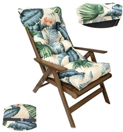 Cojín para tumbona,Cojines para Silla Mecedora,cojines para asiento de silla de jardín extragruesos 8cm con corbata,Cojín para Jardín Patio,Exterior Cojín Reclinable para Tumbona Antideslizante (B)