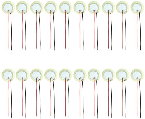 Zorfeter Piezoscheiben-Wandler, 20 mm, 20 Stück | 100 mm Kabel, Piezoelemente, für Mikrofon-Auslöser-Trommelauslöser, für CBG-Gitarre