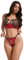 ohmydear Plus Size Lingerie Sets Sexy Outfits Women Mesh Bra and Knickers Red Underwired Bras Thong Zip Rave Punk Underwear Micro Bikini, UK 18