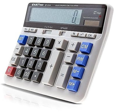 Sanfoelek - Calculadora electrónica grande para computadora, contador solar y de batería, pantalla de 12 dígitos, botón grande multifuncional para cálculo de negocios, oficina, escuela
