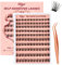 Higu clace Pre-Glued Eyelashes 120pcs Self Adhesive Eyelashes D Curl, Self Adhesive Eyelashes No Glue Needed, Pre-Glued Cluster Lashes Kit with Lash Tweezers, Press On Cluster 8-16mm (Natural 01)