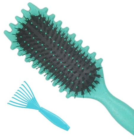 JOIYHY Gebogene Haarbürste, Curly Hair Brush, Haarbürste, professionelle Entwirrungsbürste für jeden Haartyp (grün)