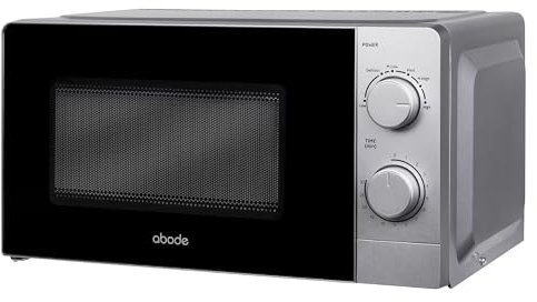 Abode 20L Manual Microwave Silver 700W with 5 Power Levels & Timer, Button & Dial Control, Defrost Function, AMM2005S