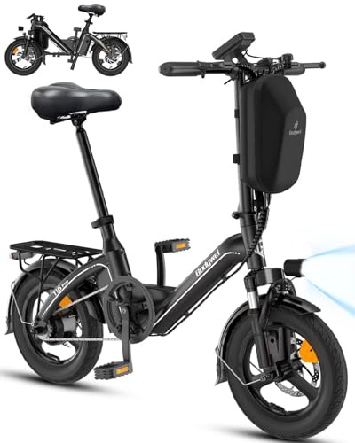Bodywel T16Pro Bici Elettrica Pieghevole 14 Leggera Adulti/Ragazzi, Batteria 36V 10Ah + Motore 250W, 3 Velocità, Display LED 4.5, Preassemblata 90% per Città