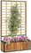 Fioriera Outsunny con traliccio, aiuola rialzata, fioriera da esterno con fori di drenaggio, fioriera in legno d'acacia e acciaio per patio e balcone, 74 x 27 x 131 cm, legno teak