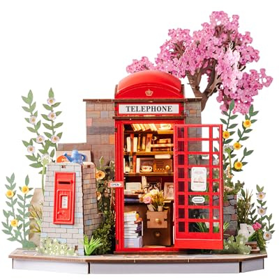 ROBOTIME Blossom Book Booth 3D Wooden Puzzle, Model Kit for Adults | 116-Piece Build with Lighting, Layered Mini Library Scene, Shelf Decor, Creative Gift for Adults