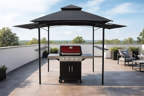 Gardissimo Outdoor Grillpavillon Braai, anthrazit, 245x155x250 | Raucherpavillon, Überdachung für Grill, 2 abklappbare Seitenwände, für Balkon Garten Terrasse