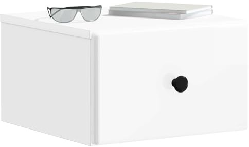 vidaXL Wandmontierter Nachttisch 2 pcs Hochglanz Weiß Holzwerkstoff, Moderne Schlafzimmermöbel, rechteckige Nachttische, praktische Beistelltische, viel Stauraum, schicke Accessoires für Räume