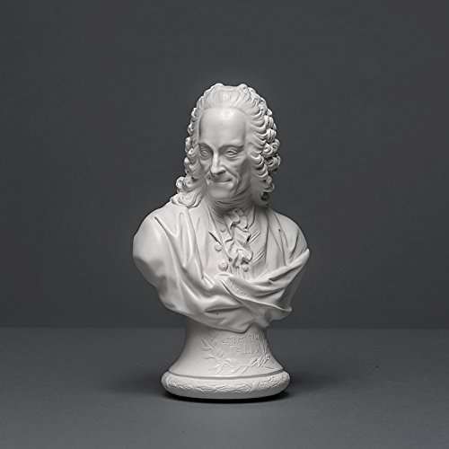 Skulpturenmanufaktur Potsdam Voltaire Skulptur aus hochwertigem Zellan, echte Handarbeit Made in Germany, Büste in weiß, 18cm