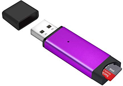 Memwah Micro SD Card Reader - Fast USB 2.0 Adapter for all MicroSD Cards, Micro SDHC, Micro SDXC - Purple