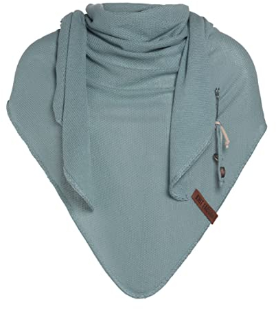 KNIT FACTORY - Lola Dreieckstuch - Fein Gestrickter Damen Schal - Tuch Schal - Für Frühling und Sommer - Baumwollmix - Stone Green - 190x85 cm