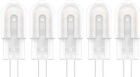 Ziefgn 5X G4 LED Leuchtmittel 2W Lampen Warmweiß 3000K,12 SMD 2835LEDs Energie Sparen 200LM Birnen, nicht dimmbar AC/DC12V