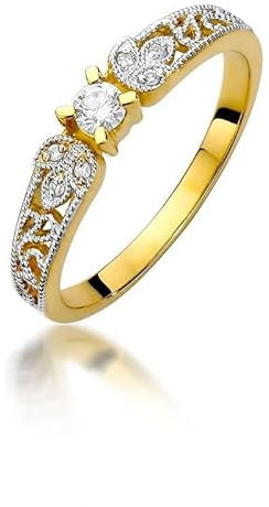 Damen Solitär Versprechen Ring Verlobungsring Antragsring 585 14k Gold Gelbgold natürlicher echt Diamant Brillanten