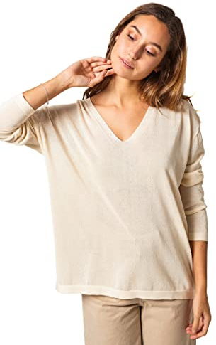 ETERKNITY - Jersey Oversize con Cuello de Pico para Mujer, Hilatura FSC