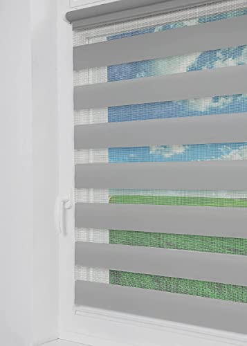 Tom'Shop Tom'Shop® Doppelrollo DuoRollo (Grau 90cm x 220cm) Duo Rollos für Fenster Klemmfix ohne Bohren mit Klämmträger Fensterabdeckung Fensterrollo leichte Montage