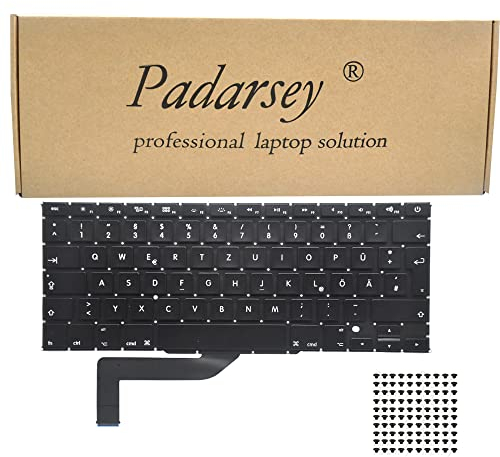 Pardarsey Tastiera di ricambio per computer portatile QWERTZ per MacBook Pro 15 A1398 2013 2014 2015 Retina W/Screws (tastiera tedesca)