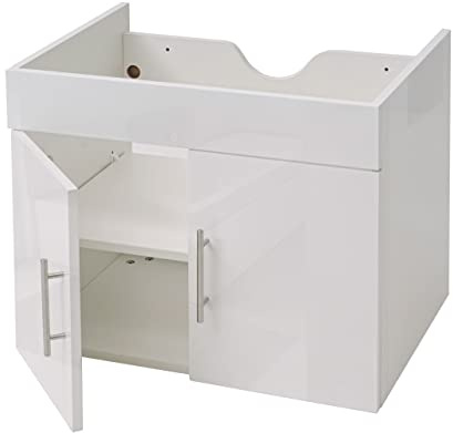 Mendler Waschbeckenunterschrank HWC-D16 FSC® Hochglanz 60cm - weiß | Waschtischunterschrank, Waschtisch, Unterschrank, Badmöbel