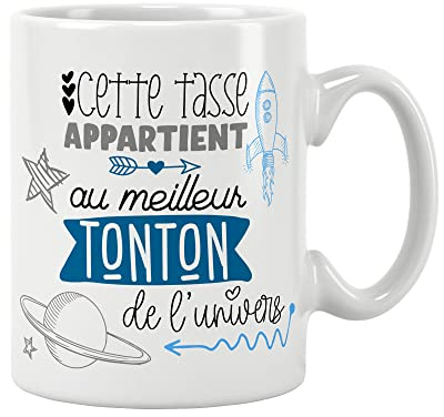 ÉNJA Création. Mug tonton. Tonton/Tasse – Le meilleur de l'univers - Futur tonton - Cadeau anniversaire Cadeau original. Céramique haute qualité 11oz - 320 ML (TONTON)